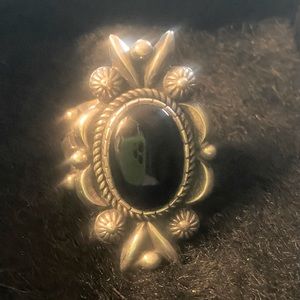 Southwest style Albert Jake 9.25 sterling and onyx Navajo ring. Price below OBO.